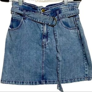 NWOT Denim Belted Mini Skirt